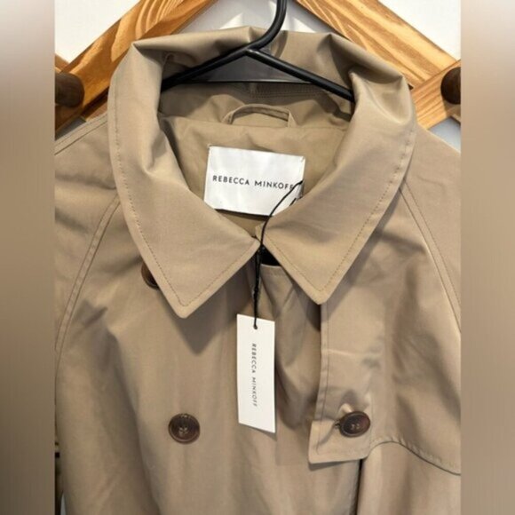 NWT- REBECCA MINKOFF BELTED TRENCH COAT - Size L - Picture 4 of 11